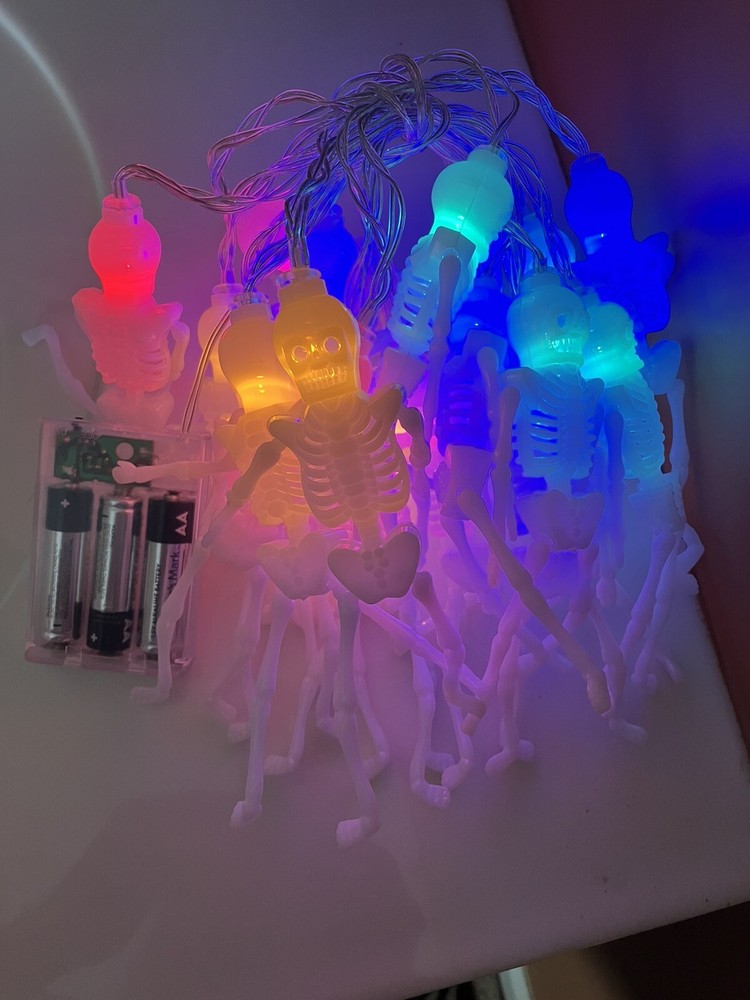 NIB 2 Pack Knonew Multicolor Halloween Skeleton String Lights FREE Shipping!