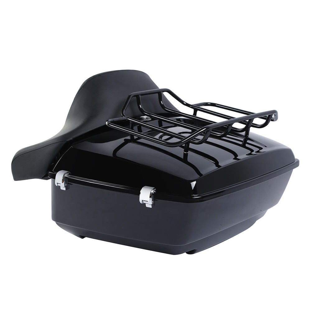 Black King Trunk Backrest Pad Mount Rack For Harley Fat Boy 2008-2016 2009