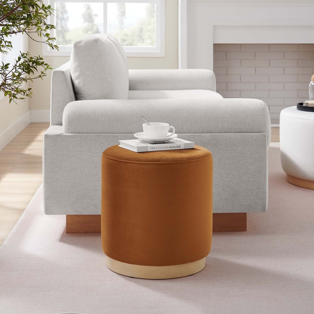 Modway 16" Round Performance Velvet Upholstered Ottoman