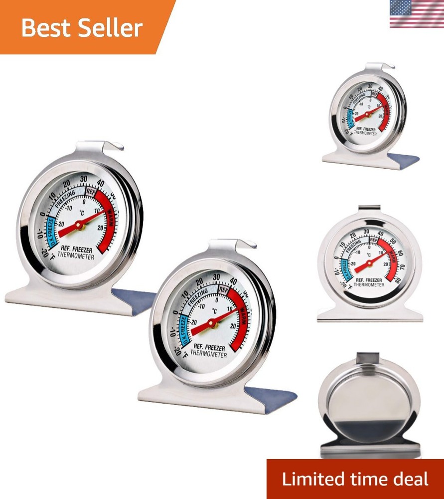 Reliable 2-Pack Refrigerator & Freezer Thermometers - Waterproof & NSF Certified