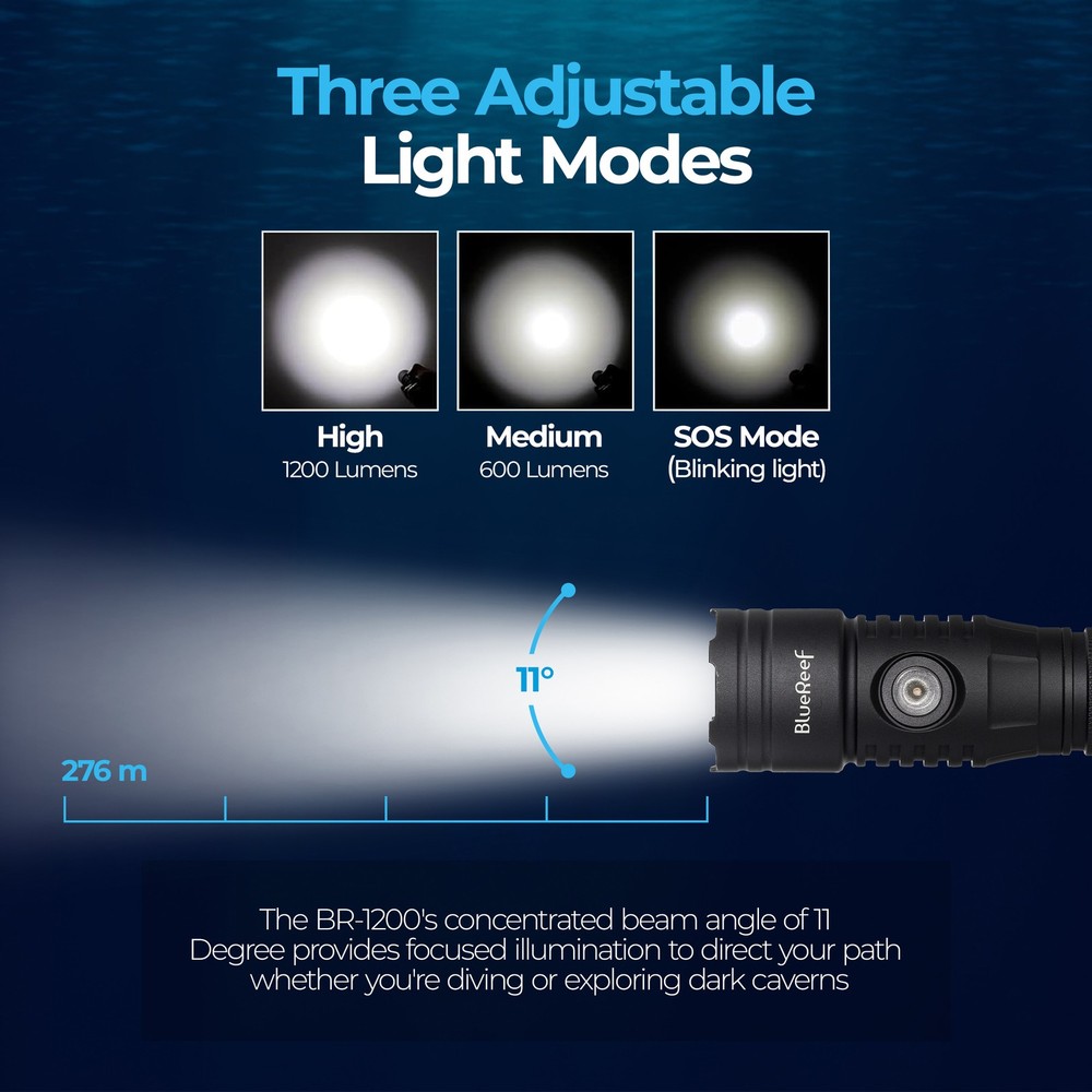 Blue Reef 1200 Lumens & 2000 Lumens Dive Light Kit