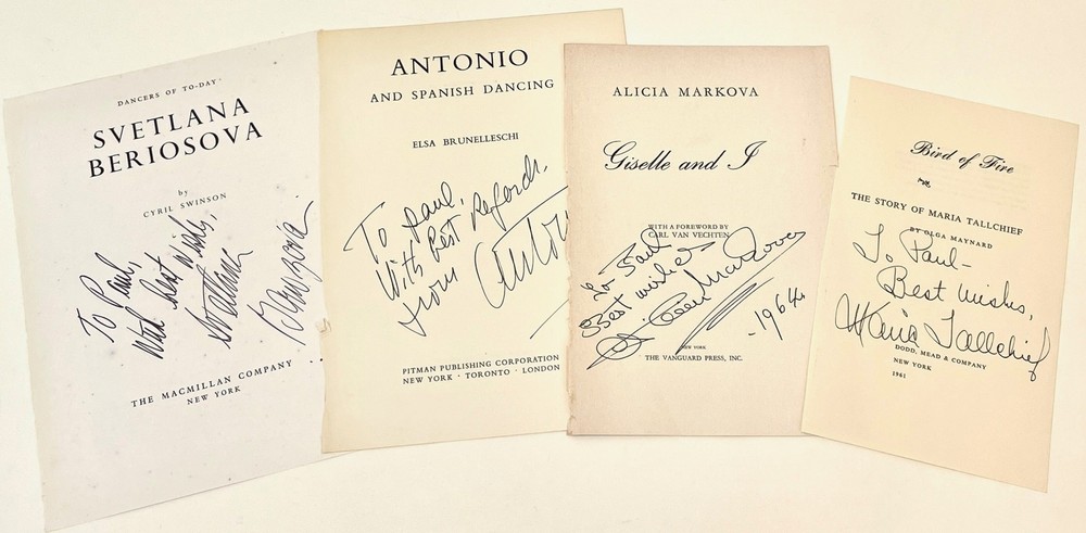 DANCE Signed title pages & signed documents FONTEYN, TALLCHIEF, BARYSHNIKOV ETC