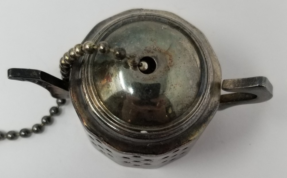 Vintage Style Tea Strainer Infuser Teapot Shape w/ Chain