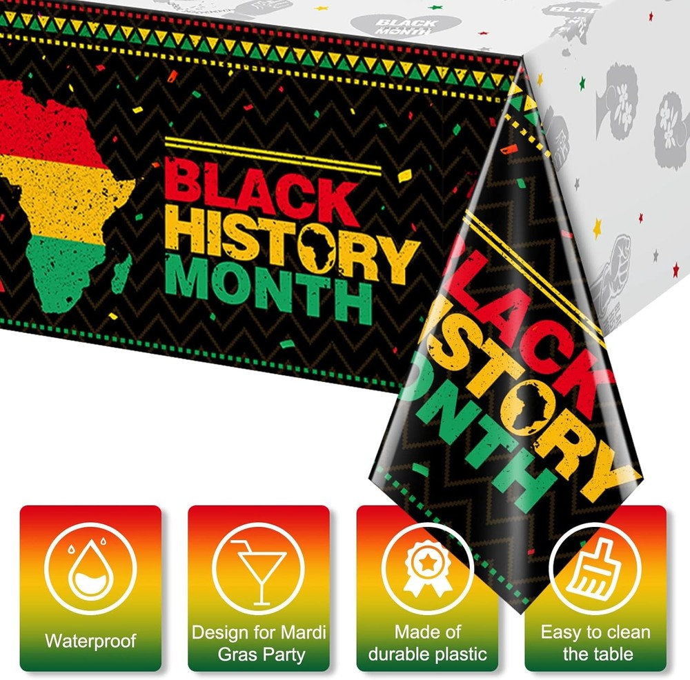 6 Pieces Black History Month Tablecloth 6 Pack,
