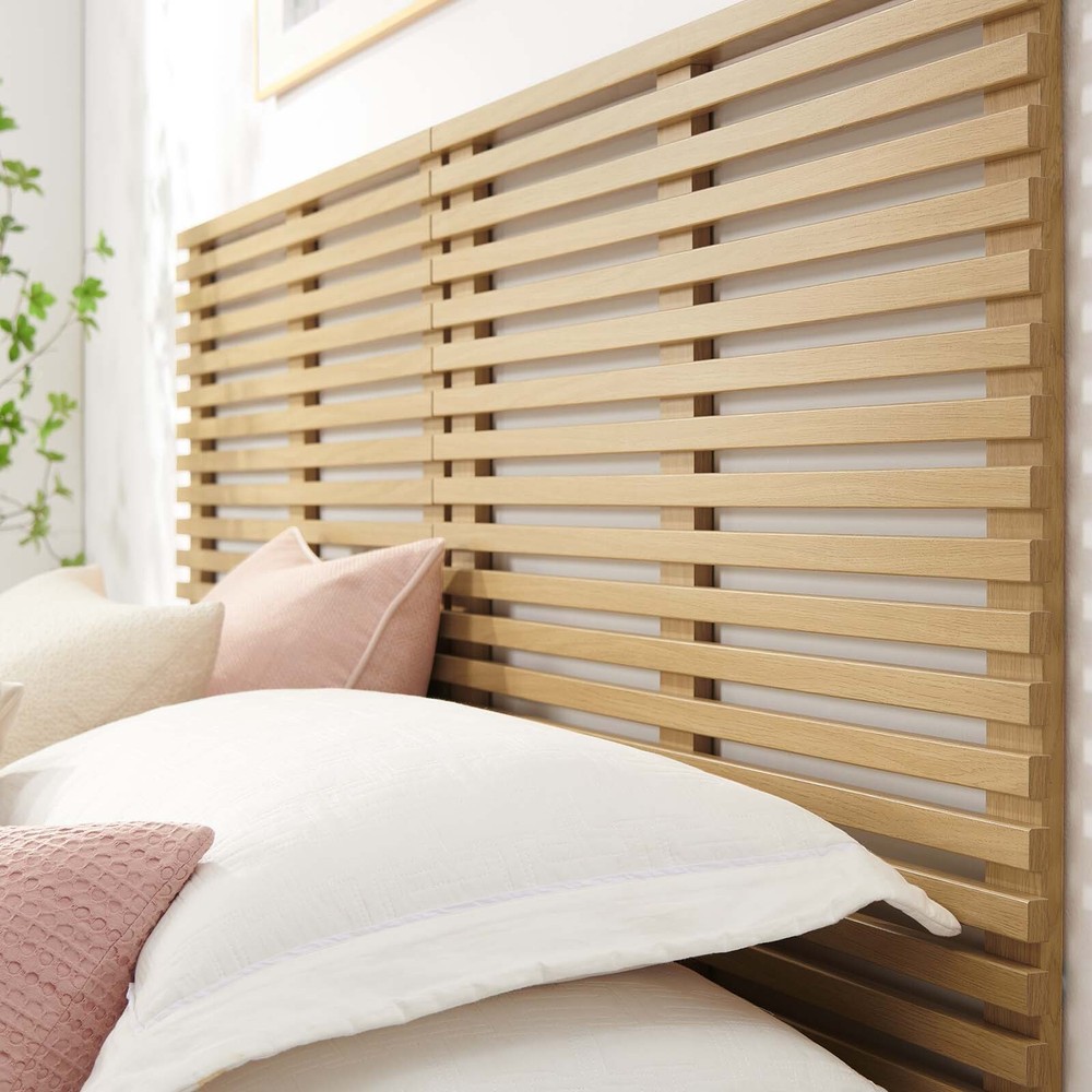 Modway Render Mid-Century Modern Wall-Mount King Headboard in Oak
