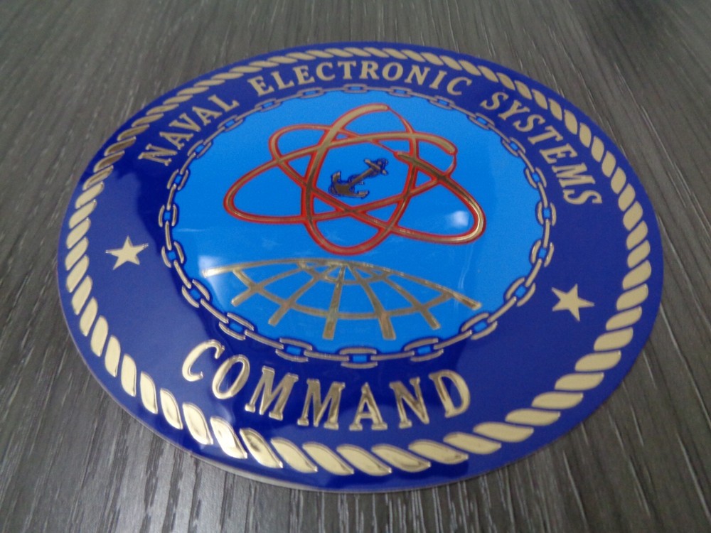 US NAVY STICKER / DECAL NAVAL ELECTRONIC SYSTEMS COMMAND  MED 4 INCH ROUND