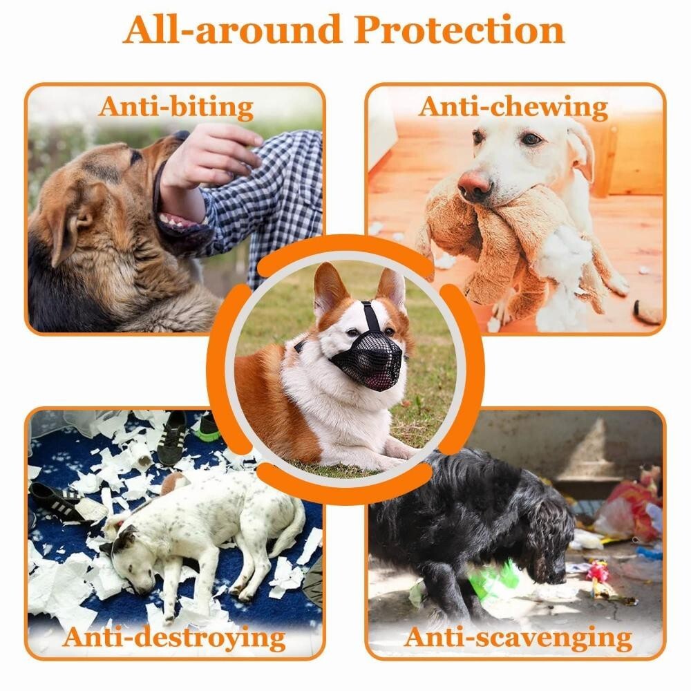 Adjustable Pet Dog Muzzle Mouth Cover Anti-lick Biting Chewing Barking Mesh Mask