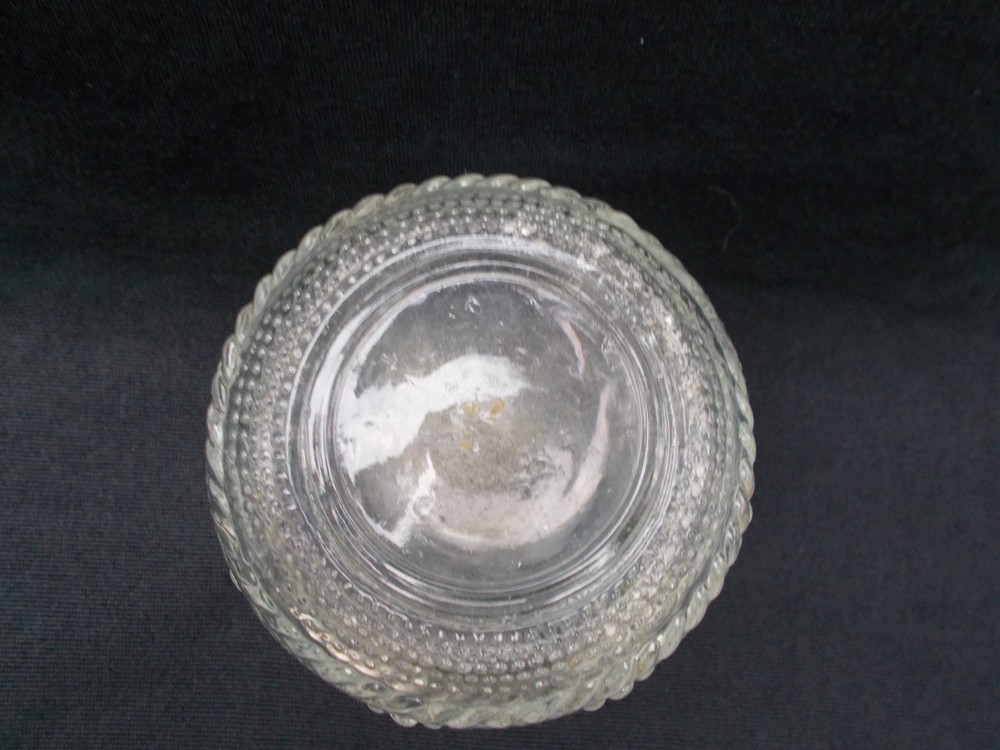 Antique Embossed Daisy Pattern Inkwell/Perfume Glass Bottle