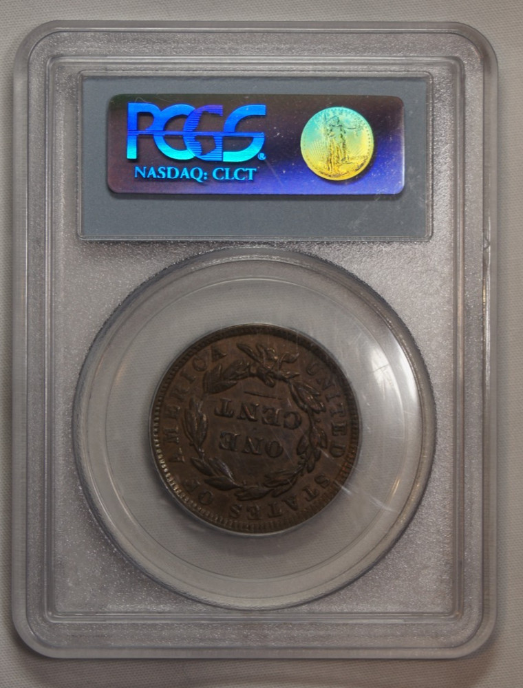 1838 Large Cent- Coronet Head- PCGS AU55