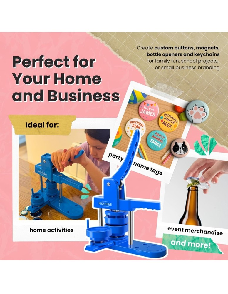 Nice2have Button Maker Machine – Multiple Size Molds– Pin Maker Machine Kit...