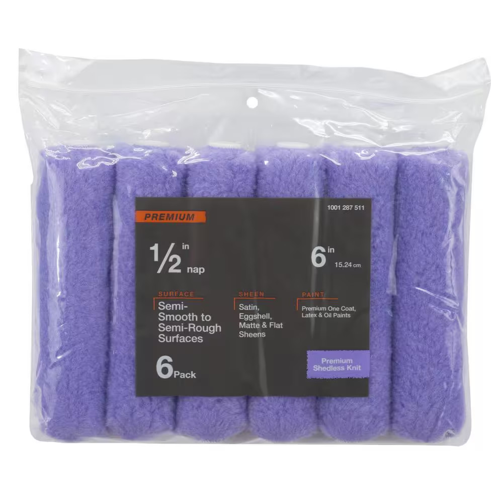 6 In.X 1/2 In.High-Capacity Polyester Knit Mini Paint Roller (6-Pack)