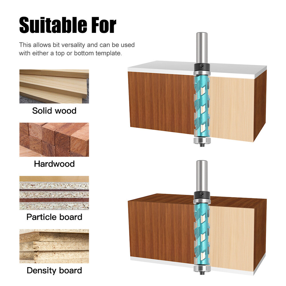 1pc 1/2" Shank Woodworking Flush Trim Solid Carbide Spiral Router Bit Tool