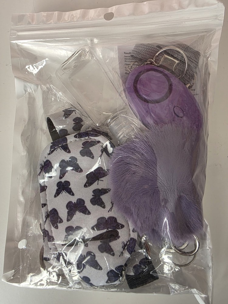 Personal Alarm Keychain Set Multicolor with Keyring, Whistle, Flash Light