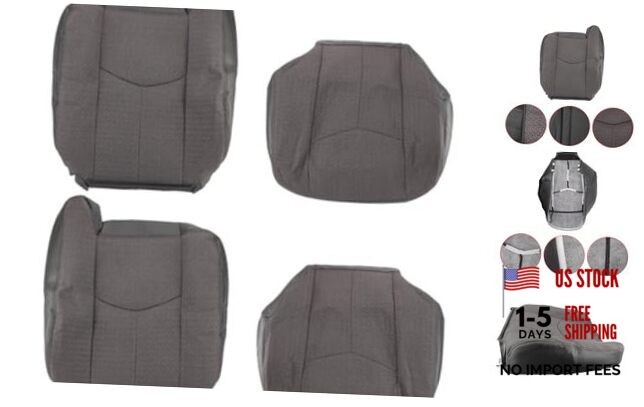 Front & Top Cloth Seat Covers - Gray for GMC Sierra 2003-2007, 2 Pcs Bottom &