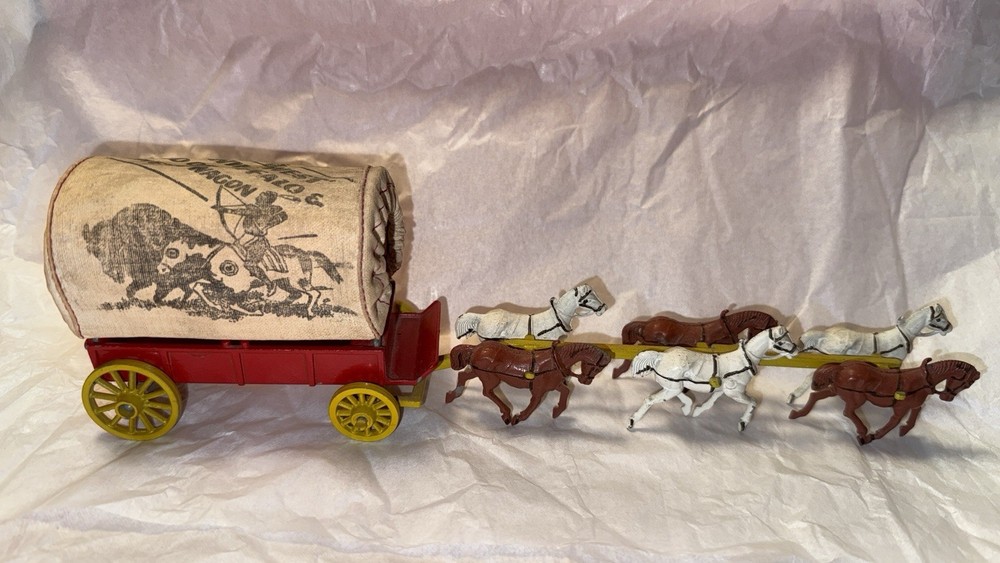 6 Horse Antique Cast Iron Covered Wagan