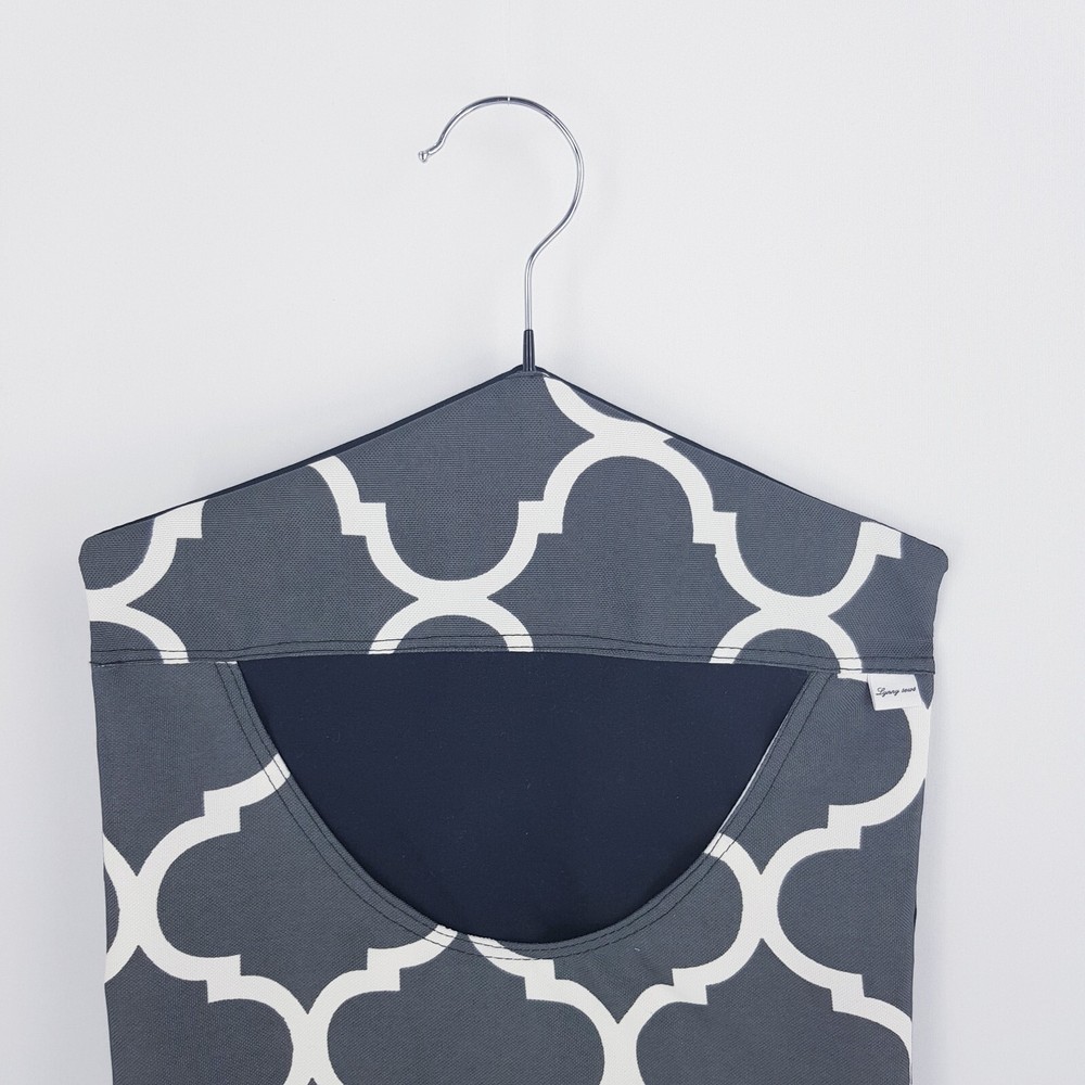 Peg Bag Handmade Grey White Patterned Lined Laundry Clothes Peg Holder