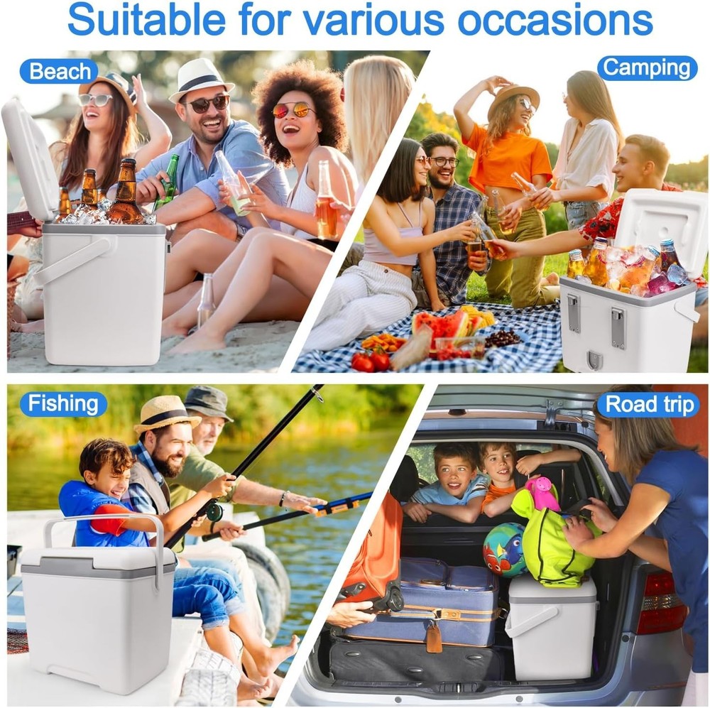 13L Pool Cooler, Insulated Cooler Hard Cooler with Handle, Keeps Drinks Cold Up