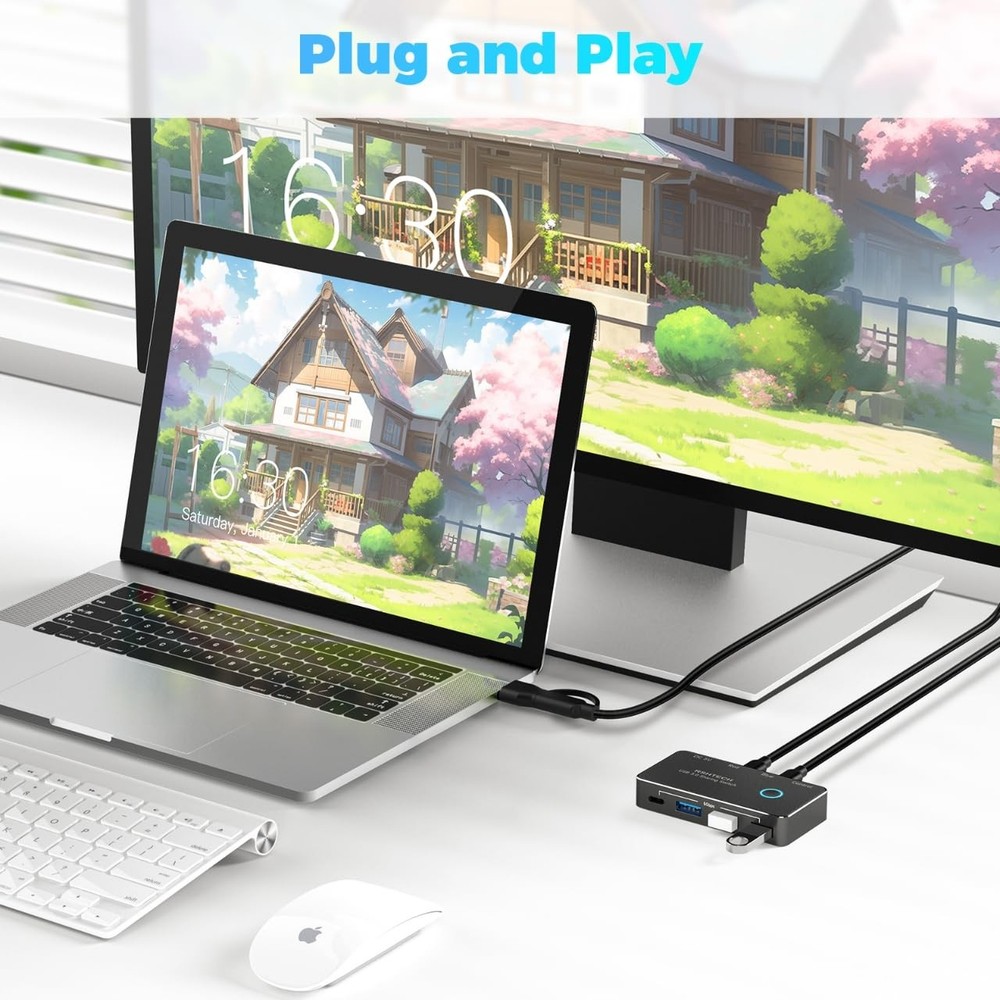 USB 3.0/USB C Switch 2 Computers Share 4 USB 3.0 Data Ports(3 USB-A+1 USB-C),...