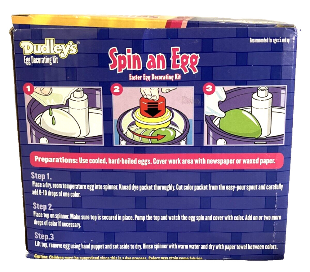 NIB Vintage Dudley's SPIN AN EGG Easter Egg Decorating Kit complete