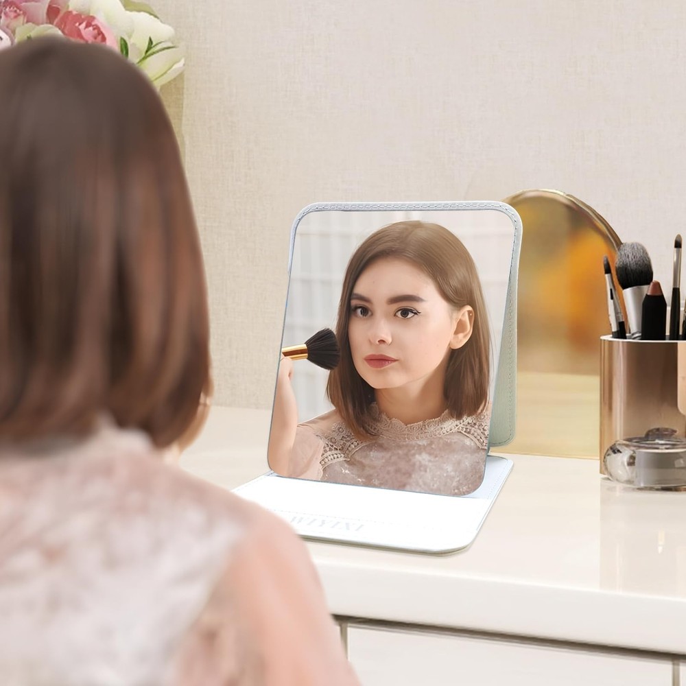 gogofree Foldable Desktop Mirror, 8" × 6" Adjustable Angle 8"L x 6"W, White