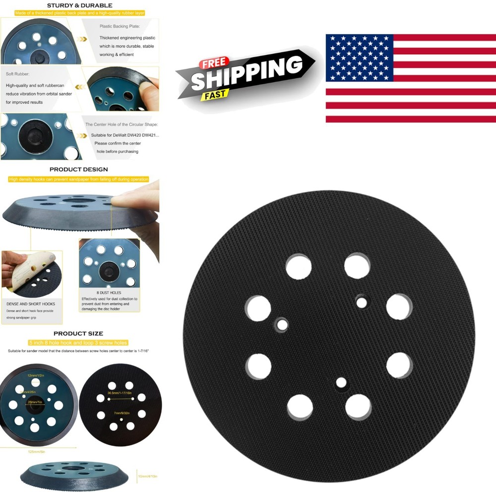 5 Inch Round Sander Pad with Hook and Loop Attachment for Easy Installation