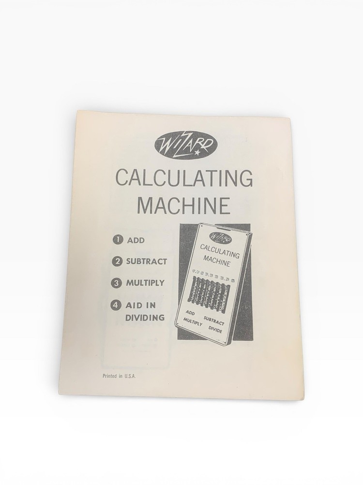 Vintage Wizard Calculations Machine w/ Instructions Add Subtract Multiply Divide