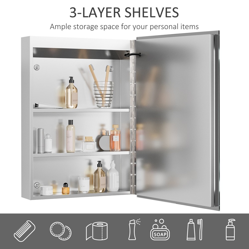 Bathroom Cabinet with Mirror Silver