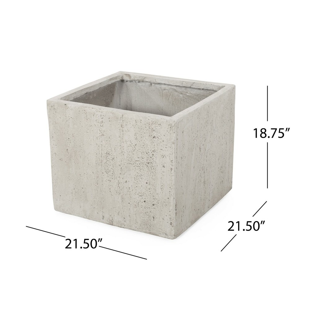Fardeen Outdoor Modern Cast Stone Square Planter