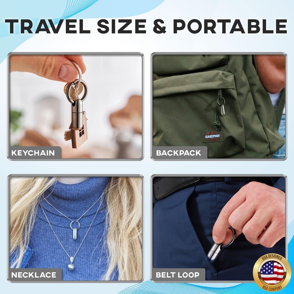 Titanium Keychain Pill Holder Small Waterproof Pill Case Container w/Conveni
