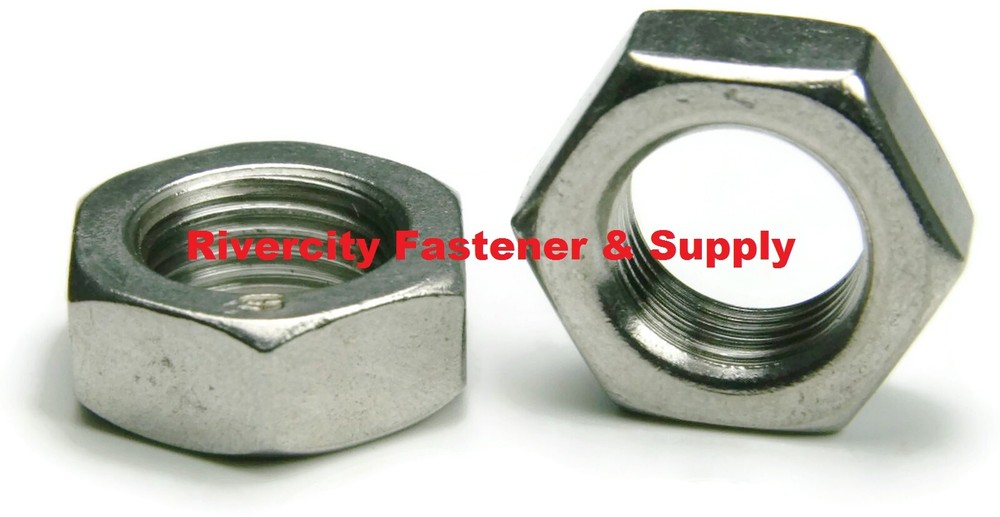(2) M12x1.0 X-FINE Thread Hex Jam Thin Nut / Half Thick 12mm Stainless M12-1.0