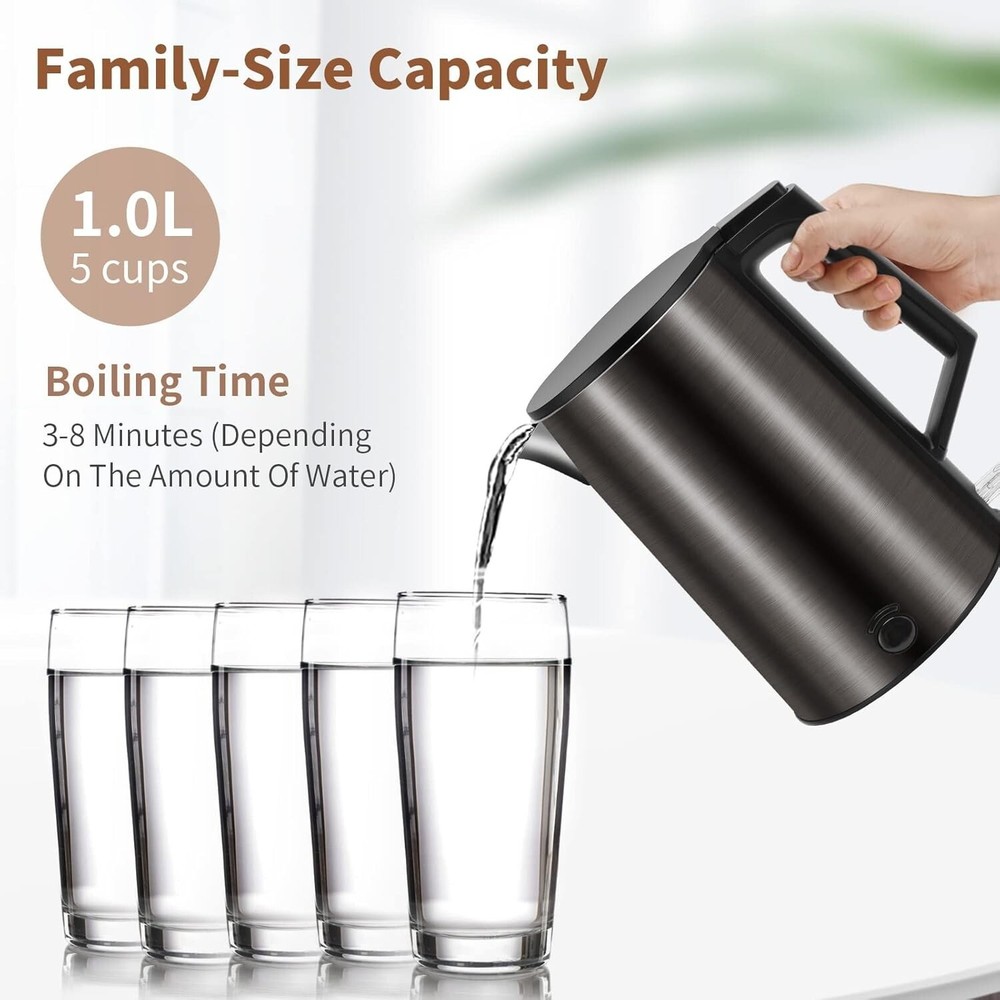 Hervidor De Agua Electrico Tetera Electrica Calentador Para Cafe Te 1.0 L NUEVO.