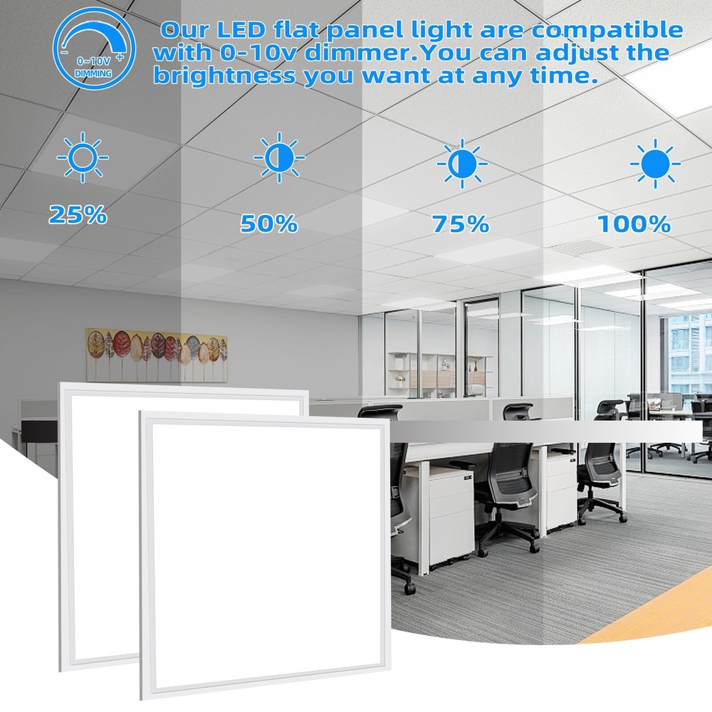 4 Pack 2X2 LED Panel for Drop-in Ceiling,45Watt 0-10V Dimmable Indoor Fixture