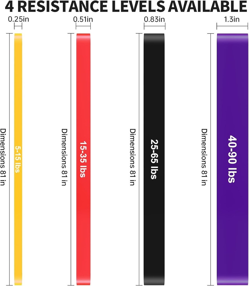 Pull Up Assistance Bands Set 5 LBS - 230 LBS, Long Resistance 5 - 90