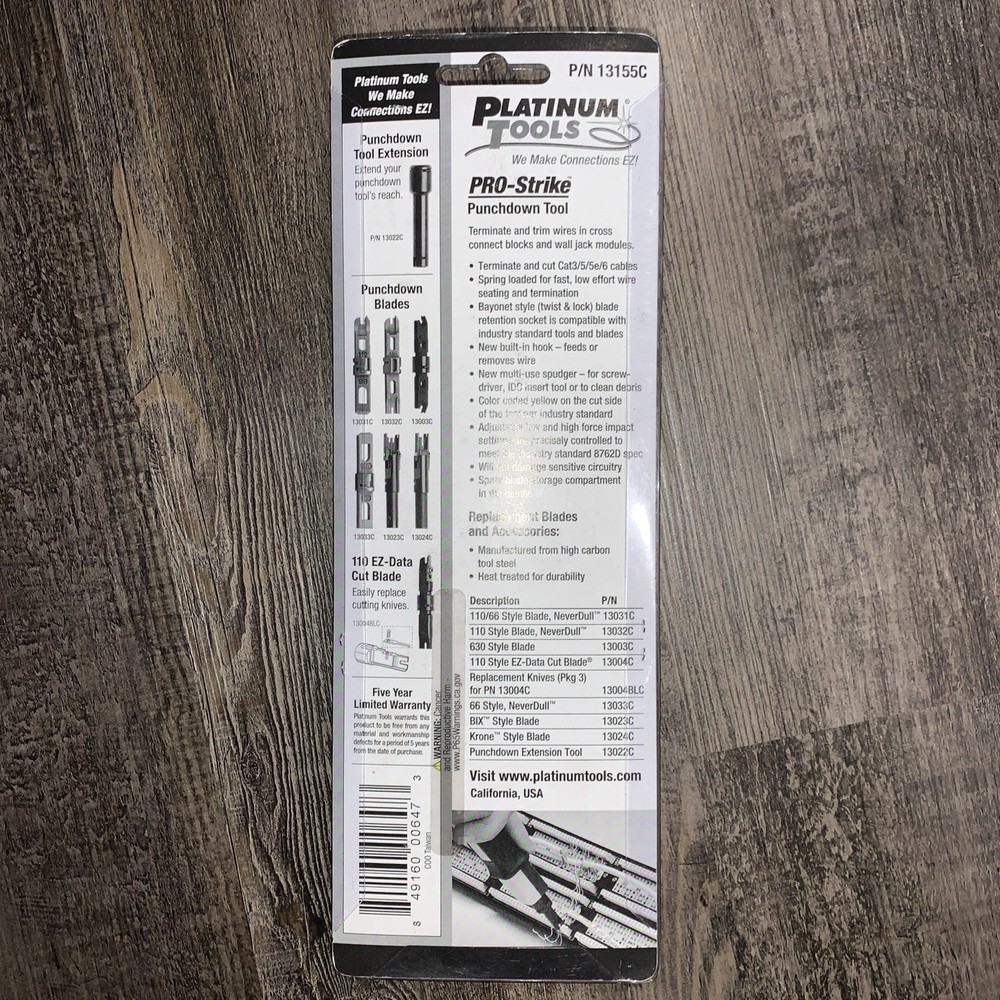 Platinum Tools 13155C PRO-Strike Punchdown Tool 66 Blade Cat5e/Cat6 Impact