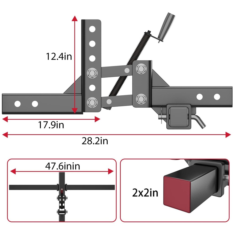 Manual Quick Implement Lift 1-Point Lift System for ATV/UTV With 2 inch Receiver