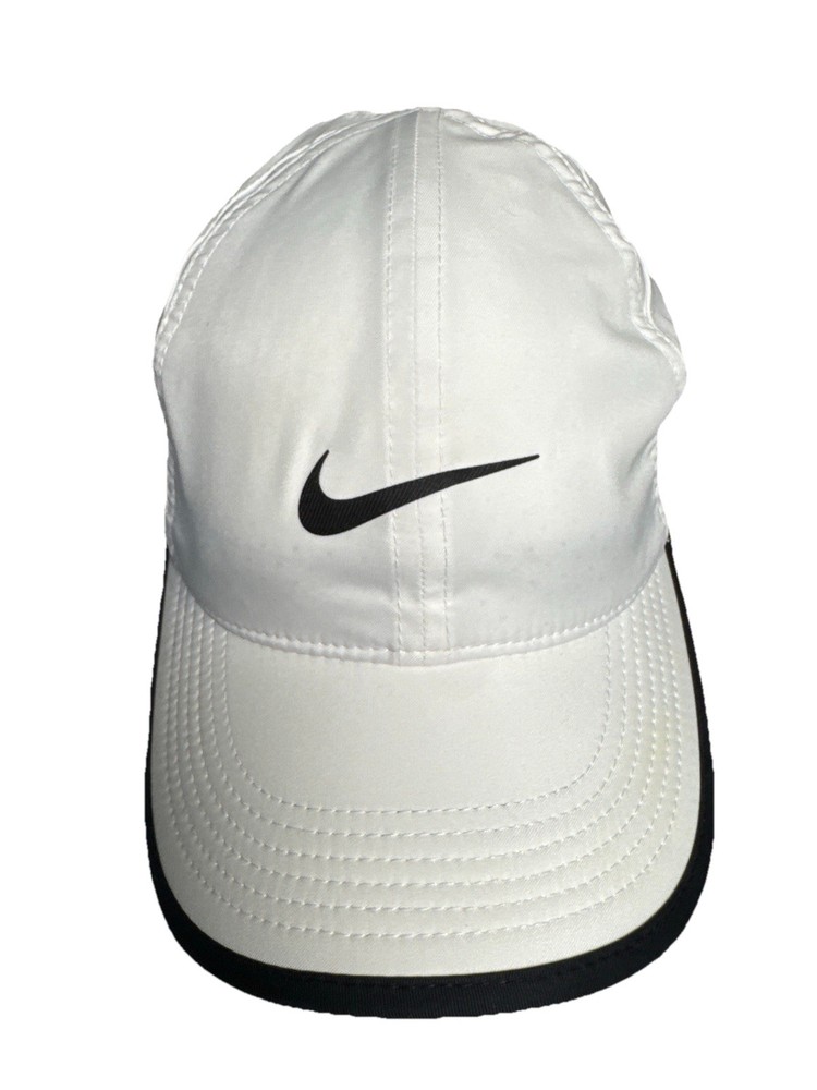 Nike Dri-FIT Featherlight White Running Cap Hat Adjustable OS Lightweight