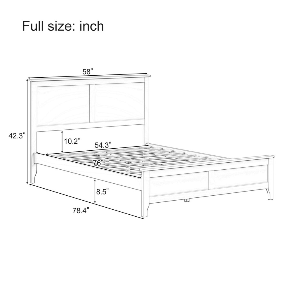 King/Full Size Platform Bed Frame Modern Wood Bedframe w/ Slats Support White