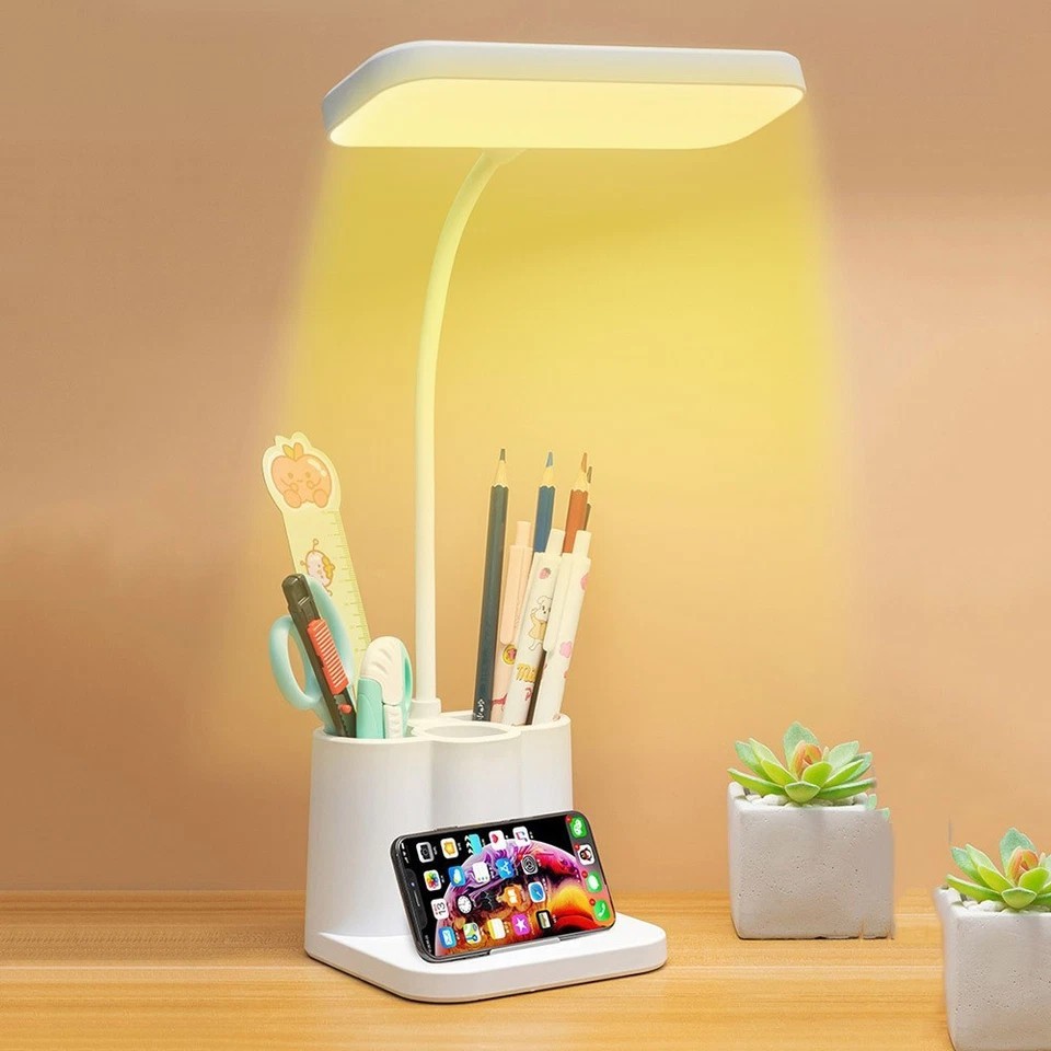 LED Desk Light Dimmable Touch Sensor Table Bedside Reading Lamp USB Rechargeable