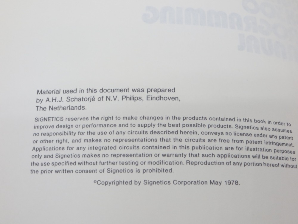 Signetics 8X300 Programming Manual 1978 vintage technology reference