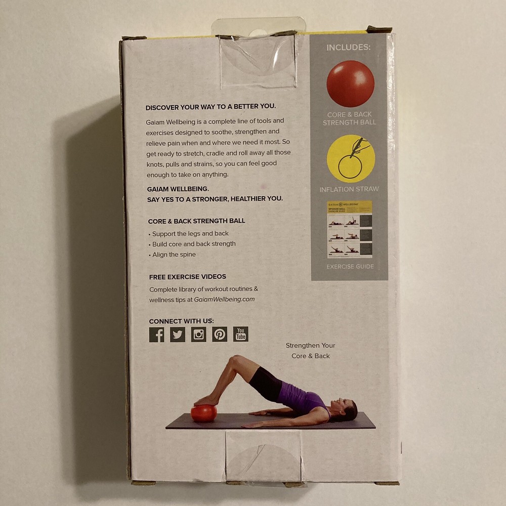 Gaiam Wellbeing Core & Back Strength Ball Soothe Back Pain Workout Exercise 10”