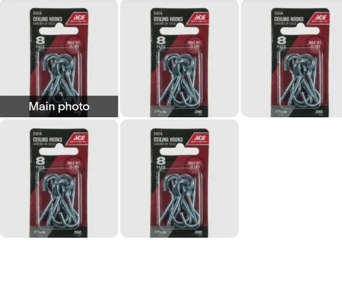 5 Packs ACE Ceiling Hooks 1-11/16"  8 Per Pack 40 Hooks
