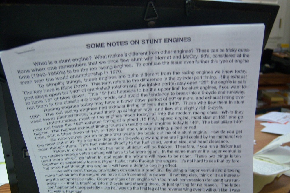 George Aldrich "Notes on Stunt Engines" (4 Pages)