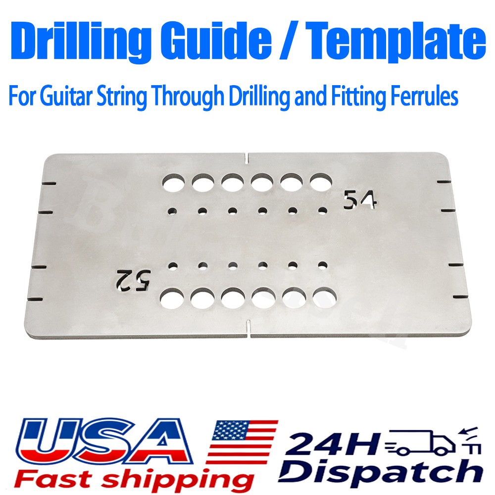 For Guitar String Through Body Ferrule Drill Guide Template, Dual-Spacing Design