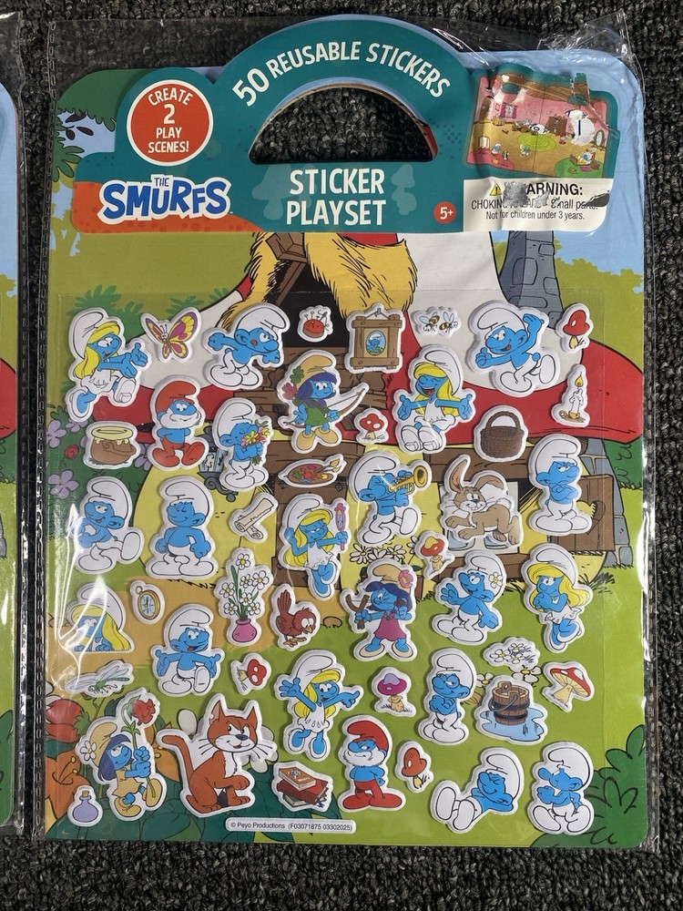 Smurfs Puffy Stickers Reusable 50 Ct 2 Pack New With Package Defects