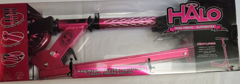 Halo Premium Inline Scooter - Candy Chrome Edition - Pink Foldable Adjustable
