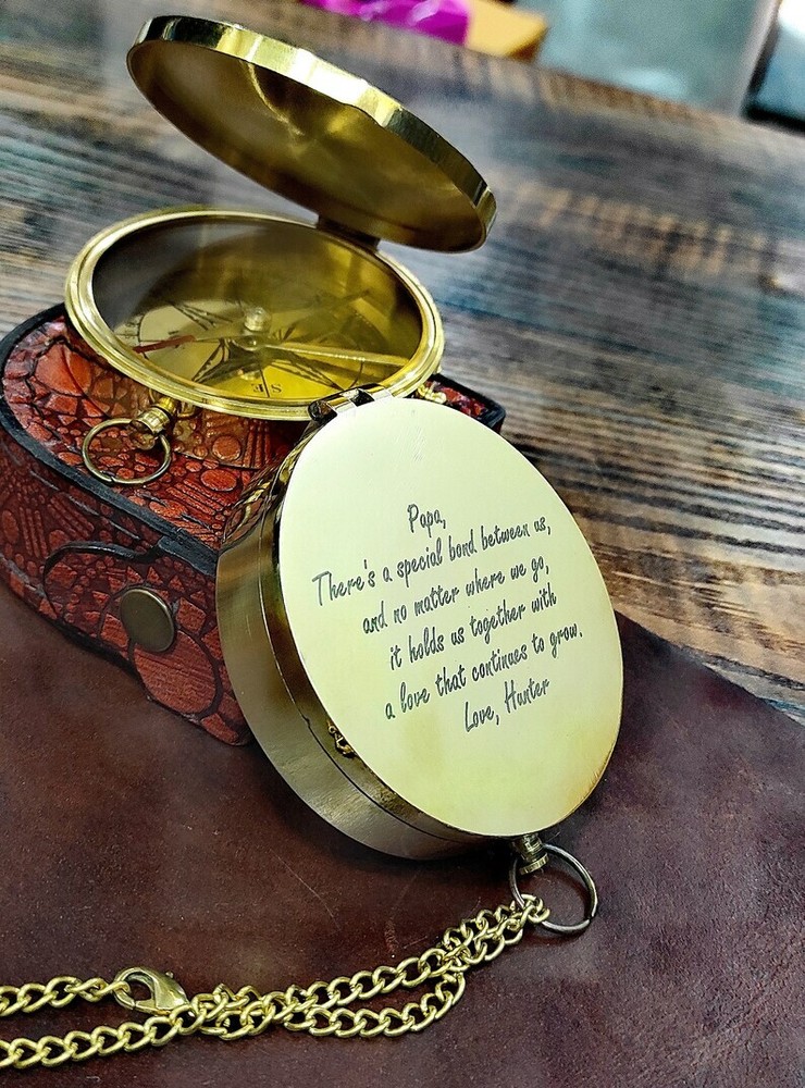 Personalized Compass With Leather Case|Custom Gift Baptism Gift Christmas Gift