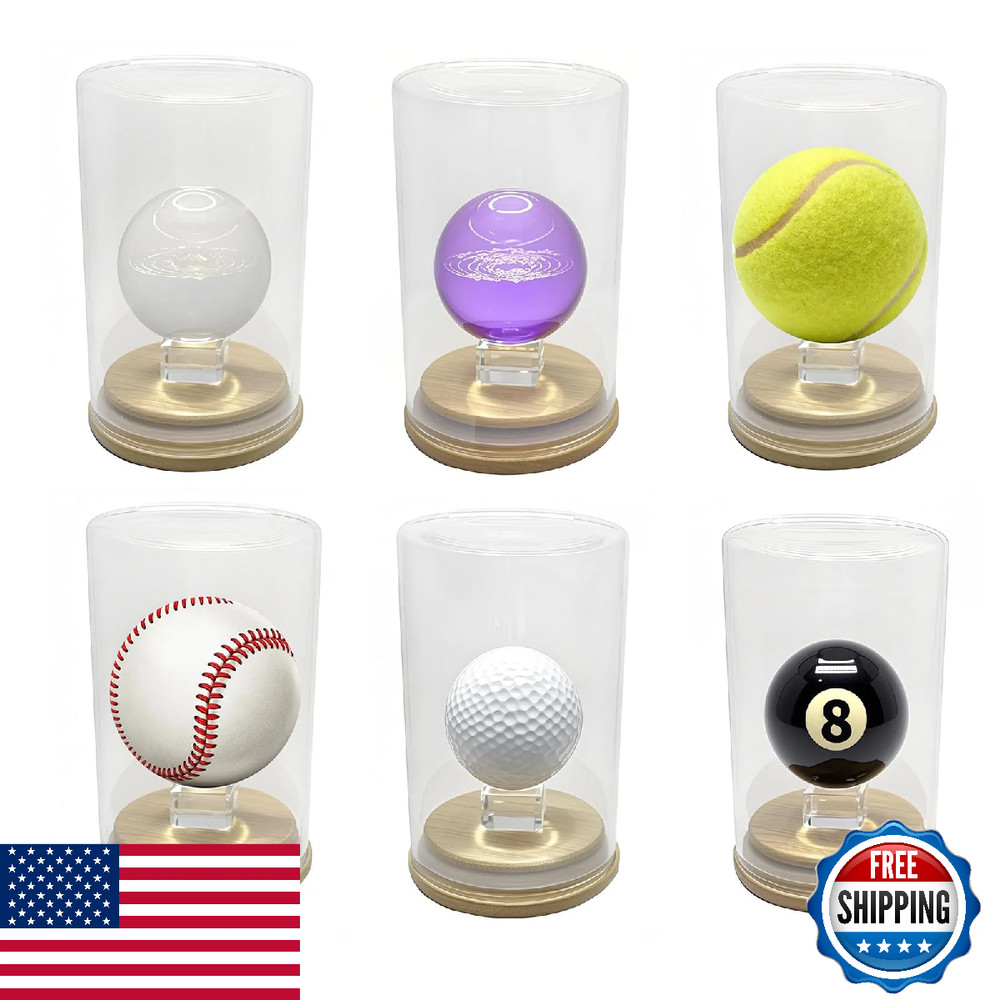 Ultra Clear Glass Display Case Stackable for Sphere Crystal Golf Tennis Baseball