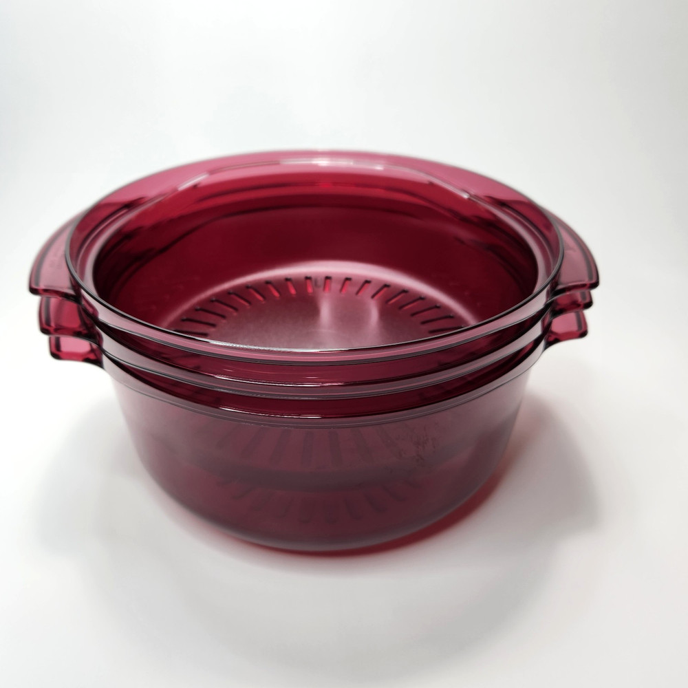 Vintage Tupperware TupperWave 5 Piece Cranberry Red Stack Cooker