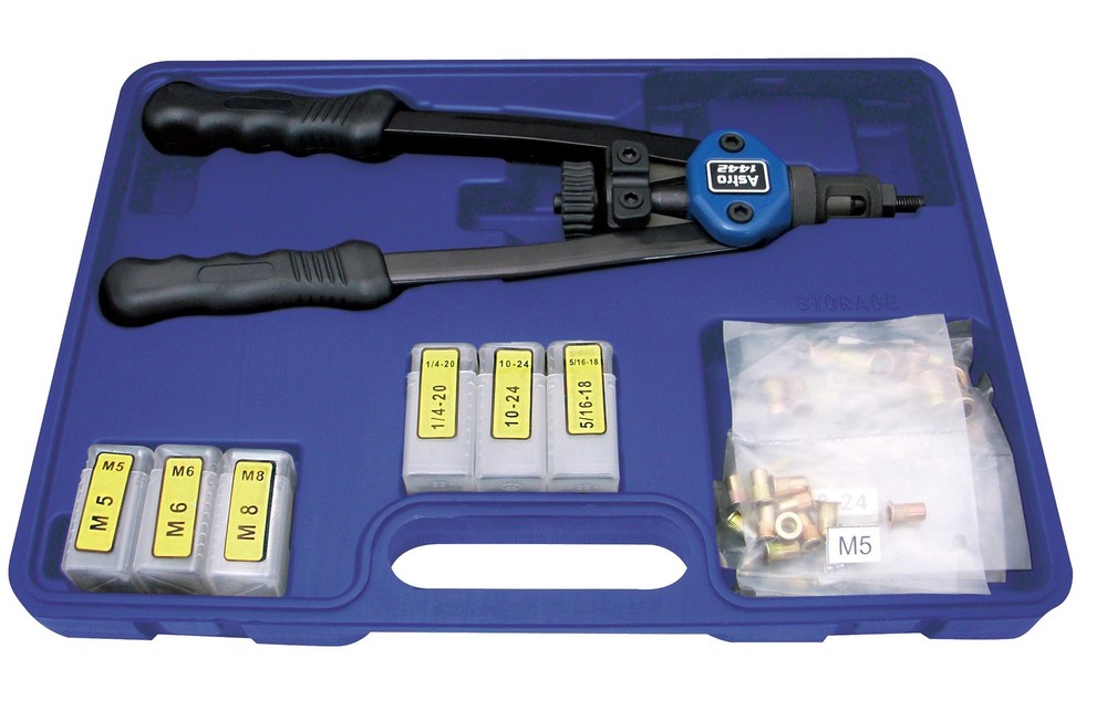 Astro Pneumatic 1442 13 in. Nut/Thread Setting Hand Riveter Kit