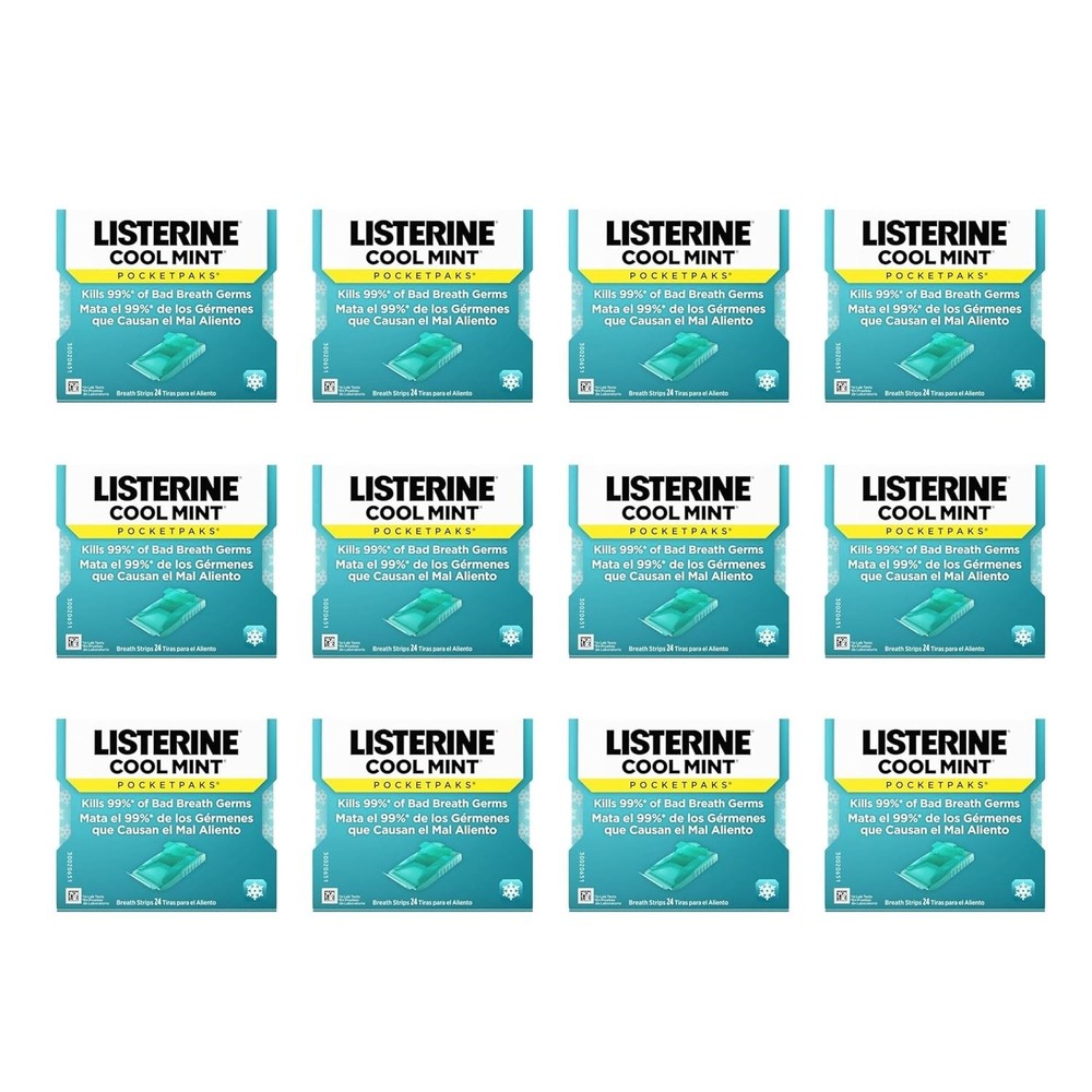 Pocket-Sized Mint Strips for Bad Breath, 12 Pack